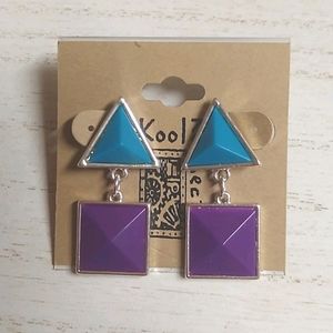 😻 3 For $15 Turquoise & Purple Geometric Dangles